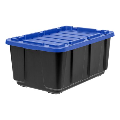 Iris 108 Quart Storage Container with Latching Lid, Plastic, Black, 4/Pack (500411)