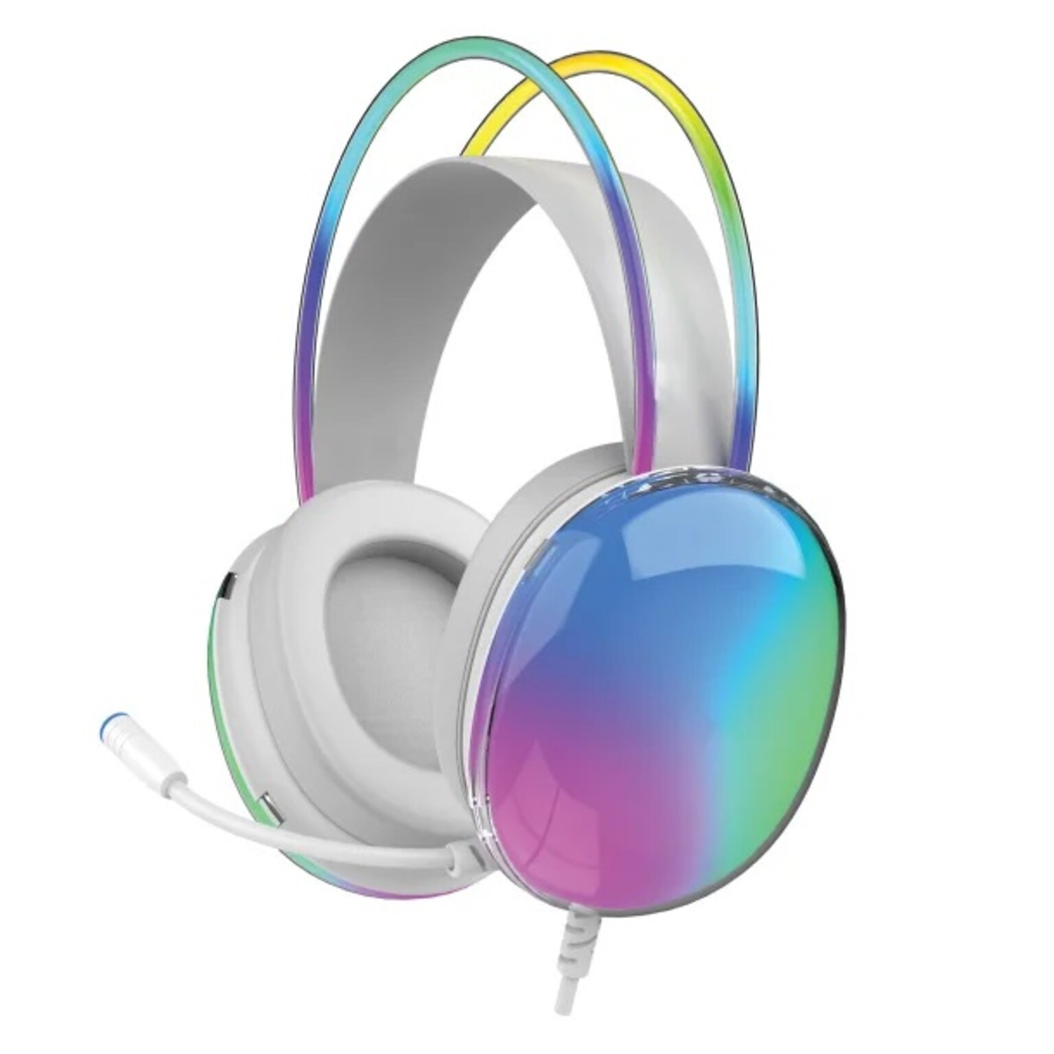 Supersonic IQ-490 Wired Active Noise Canceling On-Ear Headphones, White (IQ-490RGB)
