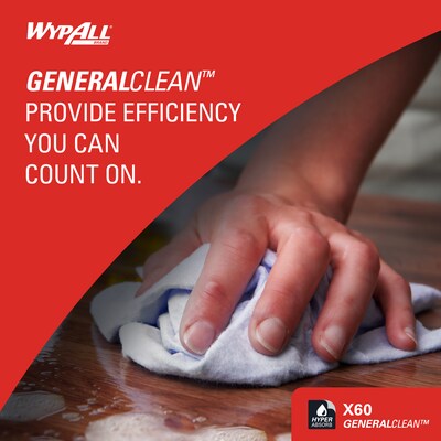 WypAll GeneralClean X60 Nylon Cleaning Wipers, 13.4" x 12.5", White, 1100 Sheets/Roll, 1100 Wipers/Box (34955)