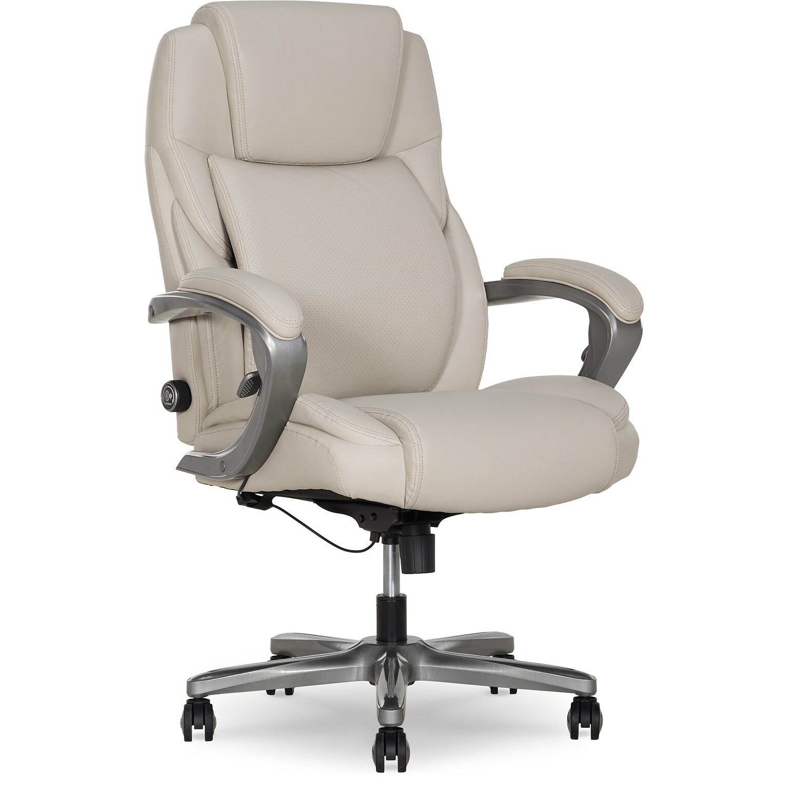 La-Z-Boy Niall AIR Lumbar Pro+ Ergonomic Vegan Leather Executive Big & Tall Chair, 400 lb. Capacity, Beige (60114-BGE)