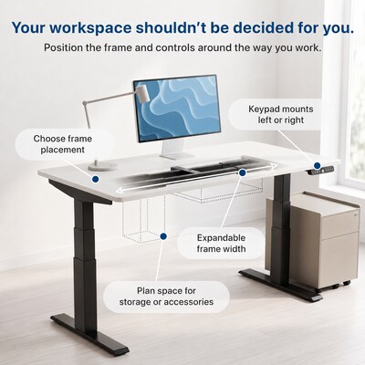 Uncaged Ergonomics Rise Up 3-stage Dual Motor Electric Standing Desk Frame, Black, Desktop Not Included (RUB)