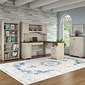 Bush Furniture Fairview 60W L Shaped Desk with Hutch, Storage Cabinet with Drawer and 5 Shelf Bookcase, Antique White (FV011AW)