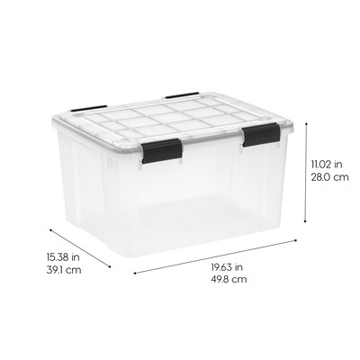 Iris WeatherPro 44 Quart Storage Bin with Latching Lid, Plastic, Clear, 4/Pack (500414)