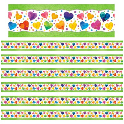 North Star Teacher Resources All Around the Board Watercolor Hearts Trimmer, 3 x 43 ft., 6 Packs/Bundle (NST4243-6)
