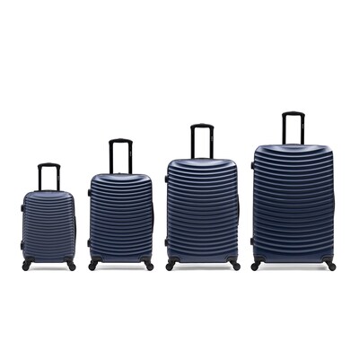 DUKAP Adly 4-Piece Hardside Spinner Luggage Set, TSA Checkpoint Friendly, Blue (DKADLSMLXL-BLU)