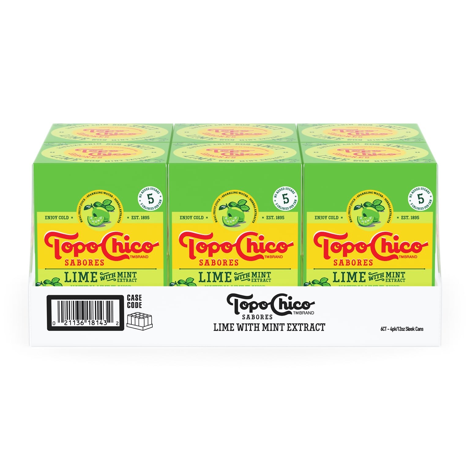 Topo Chico Sabores Lime with Mint Flavored Sparkling Water, 12 oz., 24/Pack (412569)