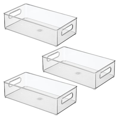 iDESIGN Medium Stackable Plastic Storage Bin, Clear, 3/Pack (70530M3)