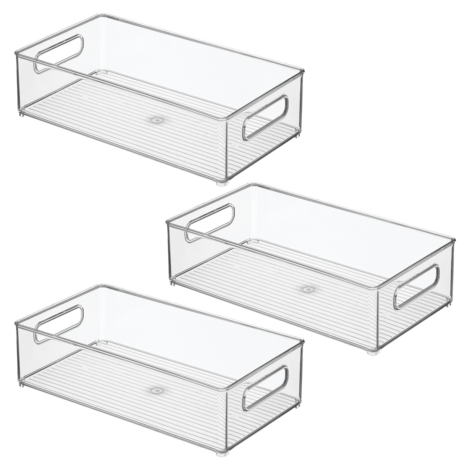 iDESIGN Medium Stackable Plastic Storage Bin, Clear, 3/Pack (70530M3)