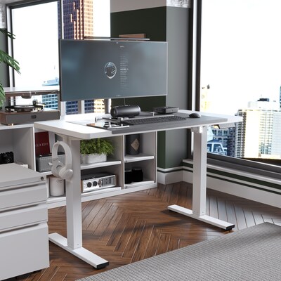 FlexiSpot E2 48''W Electric Adjustable Standing Desk, White (E2W4824W)