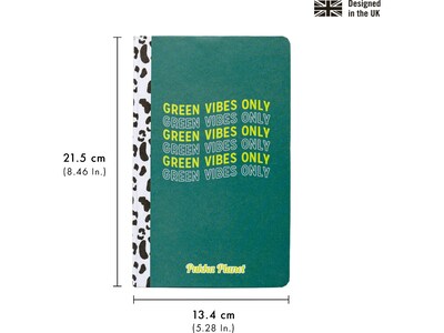 Pukka Pad Green Vibes Only Notebook, 5.28" x 8.46", Wide-Ruled, 96 Sheets, Green (9704-SPP)