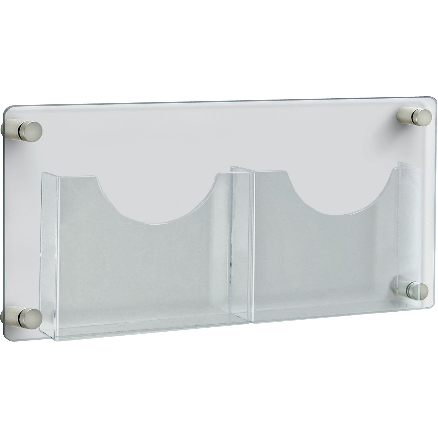 Azar Brochure Holder, 8.5 x 11, Horizontal, Wall Mounted, Silver Acrylic (105586)