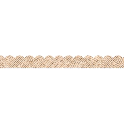 Carson Dellosa Education True to You Scalloped Bulletin Board Borders, 3" x 3', Woven Bamboo, 6/Bundle (CD-108523-6)