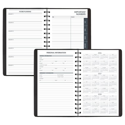 2027 AT-A-GLANCE 5" x 8" Daily Appointment Book Planner, Faux Leather Cover, Black (70-800-05-27)