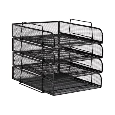 Mind Reader Metal Front Loading Stackable Letter Tray, Letter/Legal Size, Black (BSTACK4-PNK)