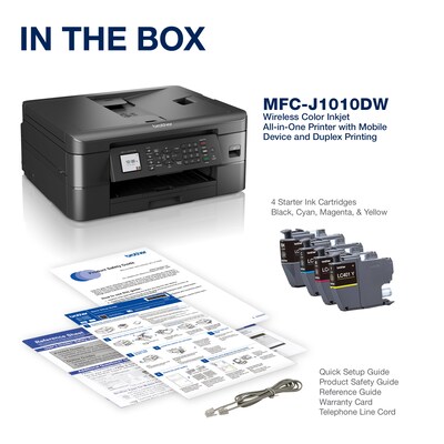 Brother MFC-J1010DW Wireless Inkjet Printer, All-in-One, Print, Scan, Copy, Fax, Refresh Subscription Eligible