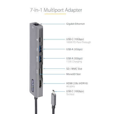 StarTech USB C Multiport Adapter for USB-C Laptop/Tablet (DKT30CHSDPD1)