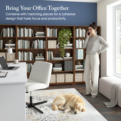 Bush Furniture Cabot 66"H 5-Shelf Bookcase with Adjustable Shelves, Modern Walnut (WC31066)