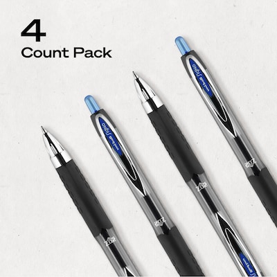 uniball 207 Retractable Gel Pens, Medium Point, 0.7mm, Blue Ink, 4/Pack (45532PP)