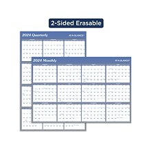 2024 AT-A-GLANCE 36 x 24 Yearly Dry Erase Wall Calendar, Reversible, Blue/Gray (A1102-24)