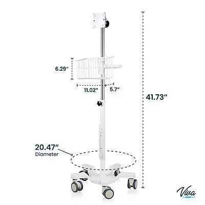 Viva Comfort Steel Welch Allyn 4400 Vital Signs Monitor Steel Mobile Stand with Storage Basket, White (ADIME911-01-MK)