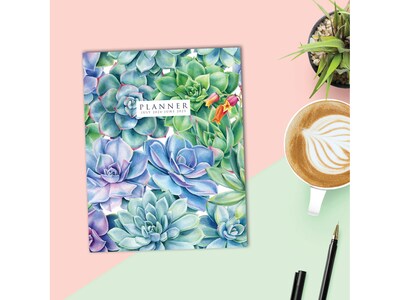 2024-2025 Willow Creek Succulents 7.5" x 9.5" Academic Monthly Planner, Paper Cover, Multicolor (47644)