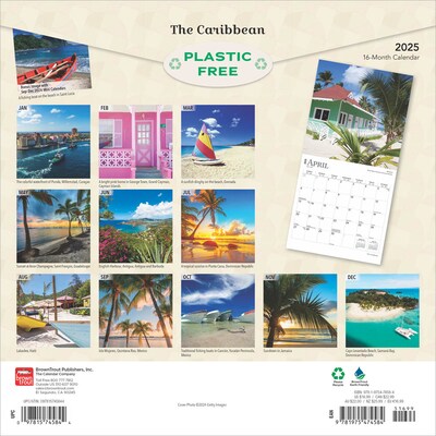 2025 BrownTrout The Caribbean 12 x 12 Monthly  Wall Calendar (9781975474584)