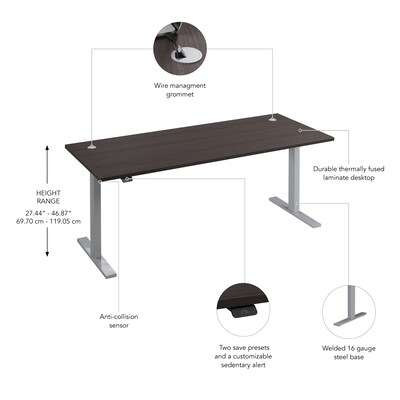 Bush Business Furniture Move 60 Series 72"W Electric Height Adjustable Standing Desk, Storm Gray (M6S7230SGSK)