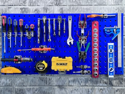 Triton Products LocBoard Pegboards with 30 pc. LocHook Assortment and Hanging Bin System (LB18-BKit)