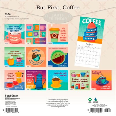 2026 Brush Dance But First Coffee 12 x 12 Monthly Wall Calendar (9798330706501)