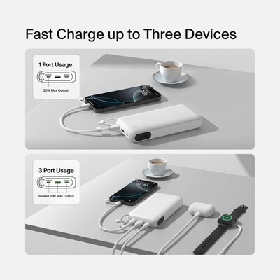 Belkin BoostCharge Power Bank, 20K, White (BPB028FQWH)