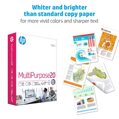 HP 8.5 x 11 Multipurpose Paper, 20 lbs., 96 Brightness, 1500  Sheets/Carton (112530)