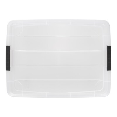 Iris 60 Quart Storage Container with Lid, Plastic, Clear, 4/Pack (500294)