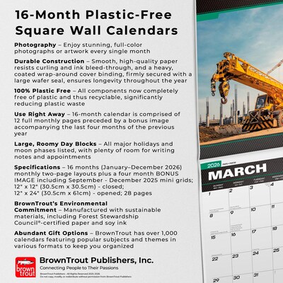 2026 BrownTrout Heavy Equipment 12" x 12" Monthly Wall Calendar (9798330708062)
