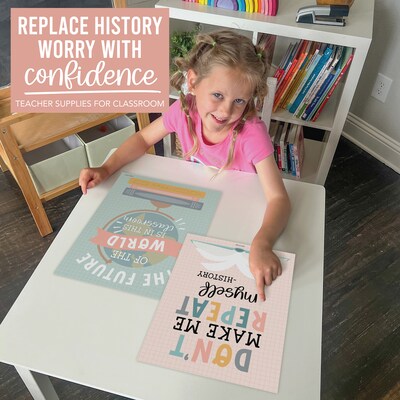 Hadley Designs 11" x 14" Boho History Bulletin Board Classroom Decor Posters, 6/Set (HDDX004BE8MKR)