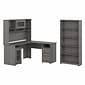 Bush Furniture Cabot 60"W L Shaped Computer Desk with Hutch and 5 Shelf Bookcase, Modern Gray (CAB011MG)