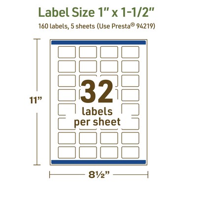 Avery Dissolvable Rectangle Multipurpose Labels, 1" x 1.5", Off-white, 160/Pack (94219)