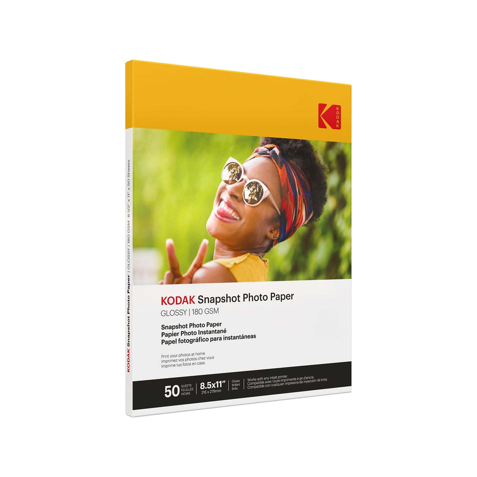 Kodak Snapshot Glossy Photo Paper, 8.5 x 11, 50 Sheets/Pack (41301)