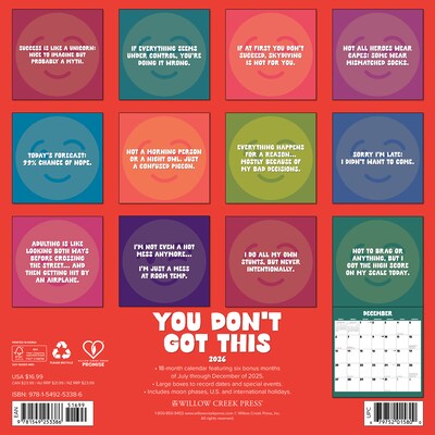 2026 Willow Creek You Dont Got This 12 x 12 Monthly Wall Calendar (53386)