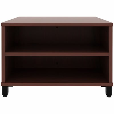 Lorell 24W x 24D Laminate Square Reception Table with Storage, Mahogany (LLR69200)
