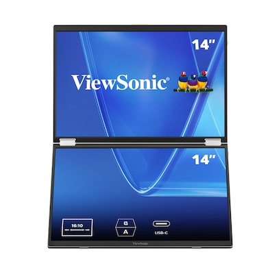 ViewSonic VG1457 14 WUXGA LED 60Hz Dual Screen Portable Monitor, Universal Docking Station