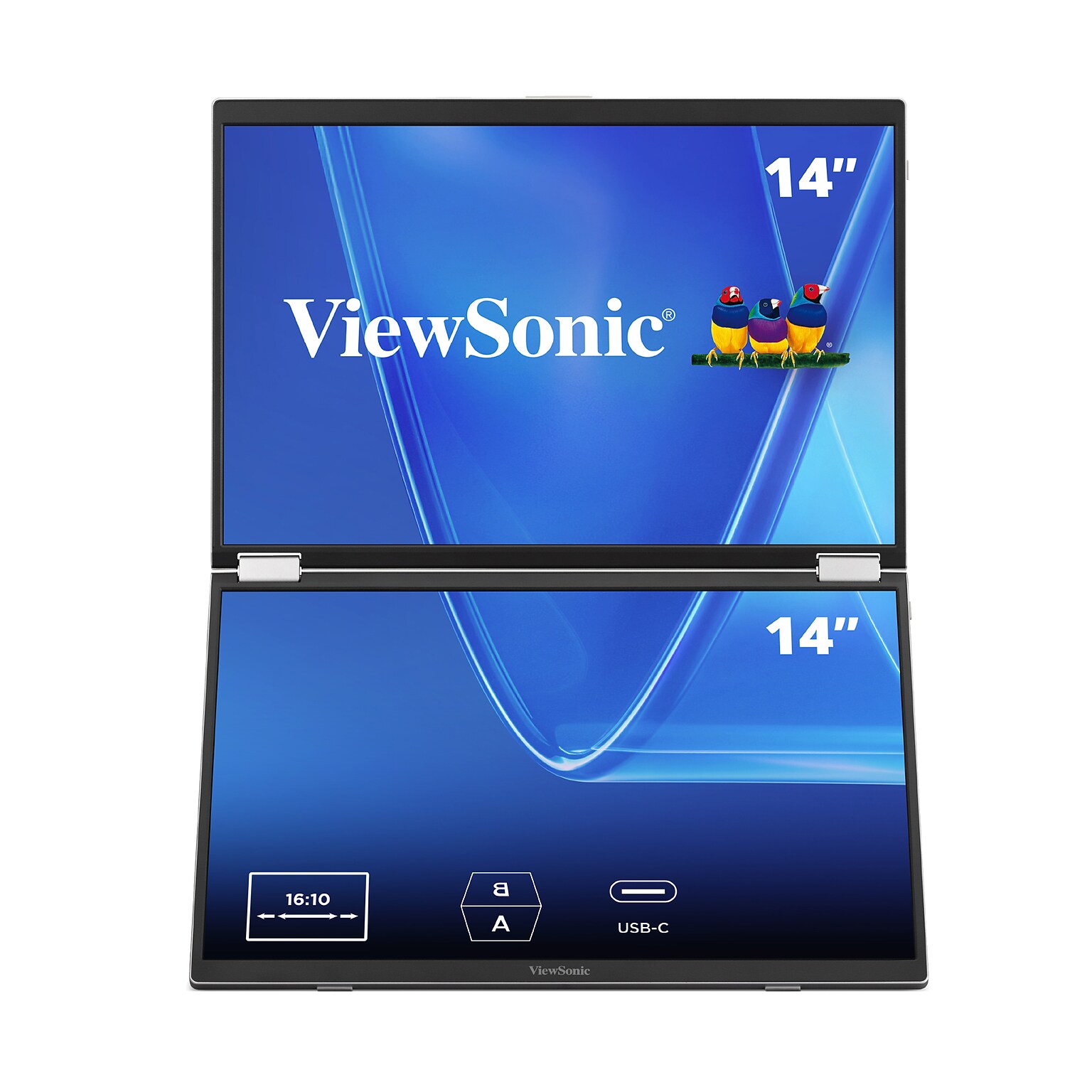 ViewSonic VG1457 14 WUXGA LED 60Hz Dual Screen Portable Monitor, Universal Docking Station