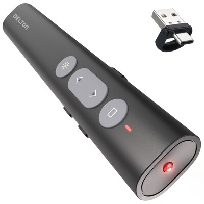 Delton LP21 2.4GHz Wireless Presentation Remote with Laser Pointer, Black (DLP21)