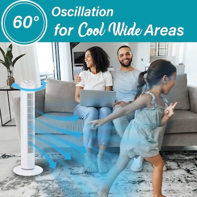 Brentwood 32" Oscillating Portable Tower Fan, 3-Speed, White (F-32TW)