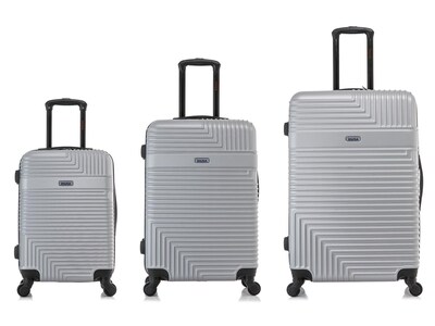 InUSA Resilience 3-Piece Hardside Spinner Luggage Set, Silver (IURESSML-SIL)