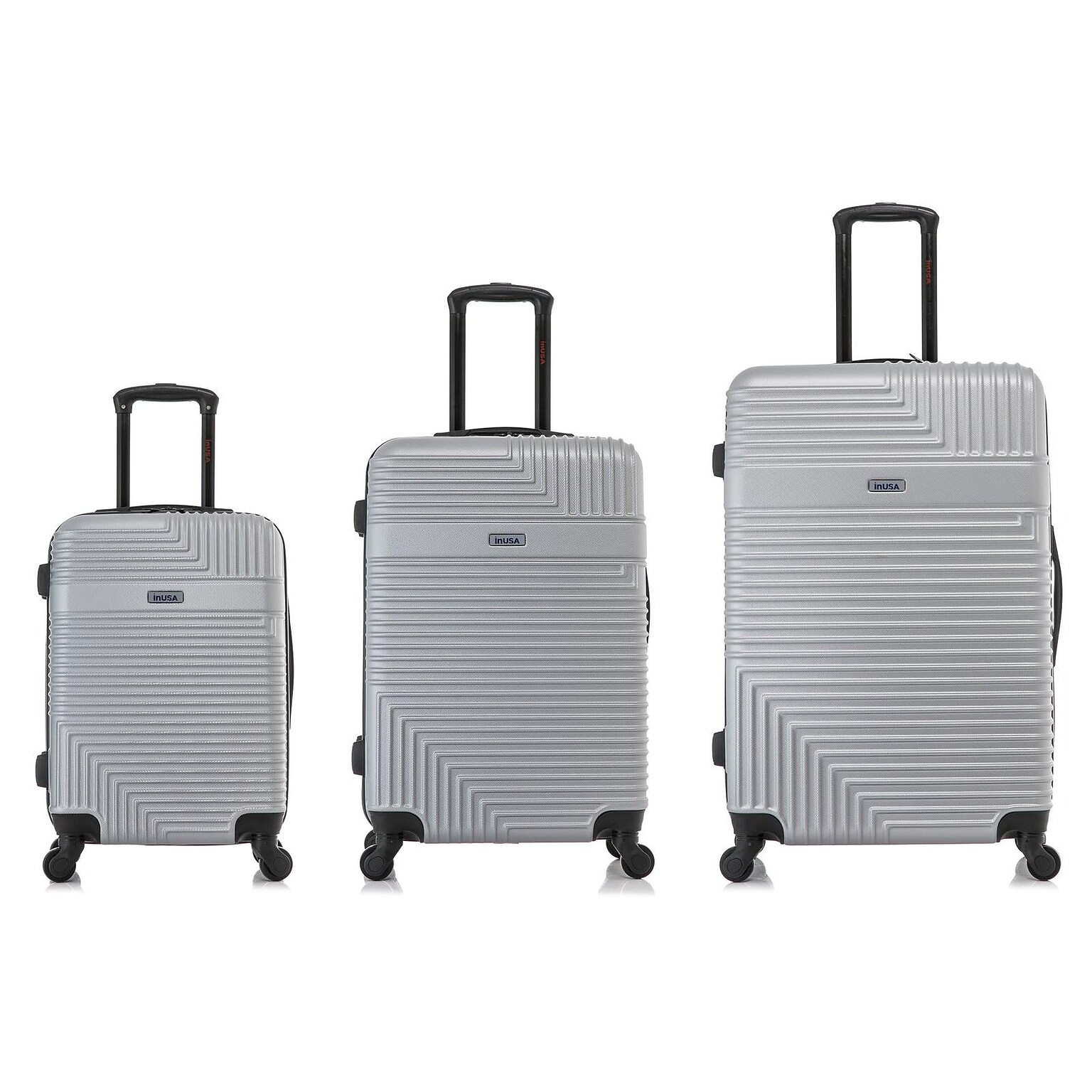 InUSA Resilience 3-Piece Hardside Spinner Luggage Set, Silver (IURESSML-SIL)