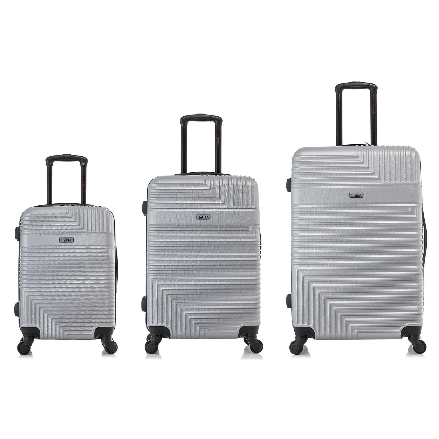 InUSA Resilience Polycarbonate/ABS 3-Piece Luggage Set, Silver (IURESSML-SIL)