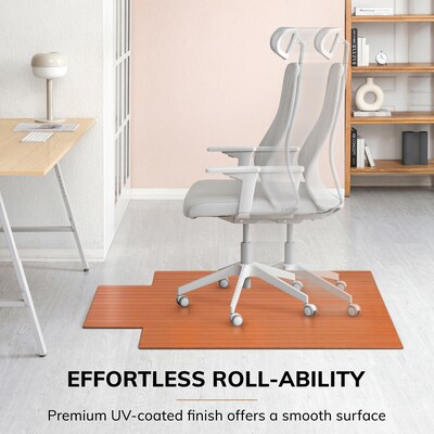 Anji Mountain Standard Bamboo Carpet & Hard Floor Chair Mat with Lip, 44" x 52", Walnut (AMB24053)