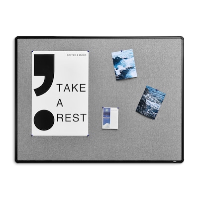 Staples Fabric Bulletin Board, Black Frame, 4 x 3 (ST61264)