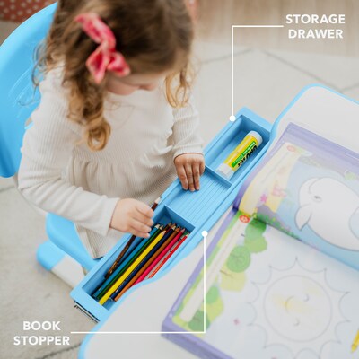 Mount-It! 26"W Kid's Desk with Chair, Blue (MI-10202)