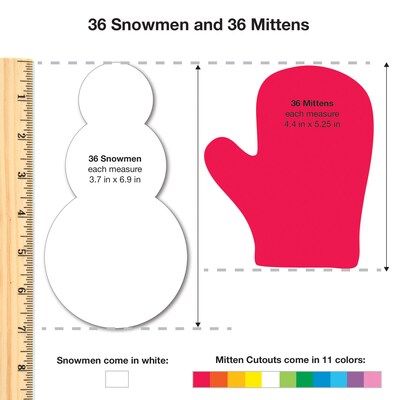 FreshCut Crafts Punch Out Paper Cutouts, Winter Shapes, Snowflakes, Mittens & Snowman, 120 Pieces (FCC850054391285)